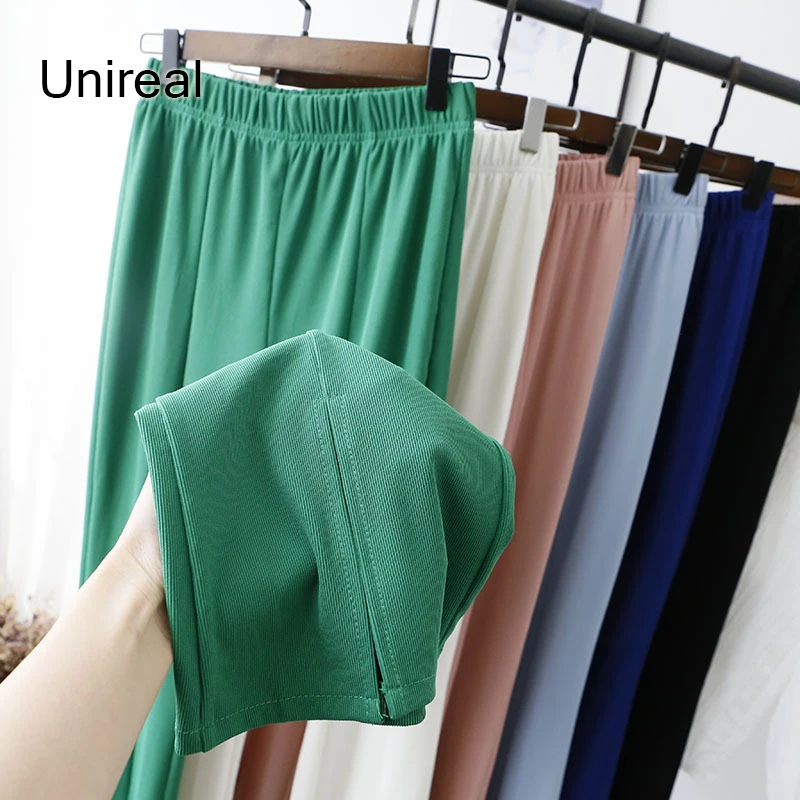 Unireal 2022 Summer Women Flare Pant High Waist Split Elastic Waist Temperament Korean Style Office Lady Casual Pant Trousers
Unireal 2022 Summer Women Flare Pant High Waist Split Elastic Waist Temperament Korean Style Office Lady Casual Pant Trousers
