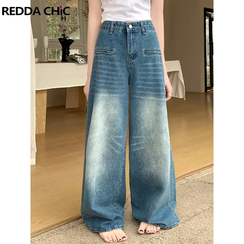 

REDDACHiC 90s Retro Whiskers Baggy Jeans Women Hiphop Boyfriend Trousers High Rise Casual Wide Leg Pants Big Size Y2k Streetwear