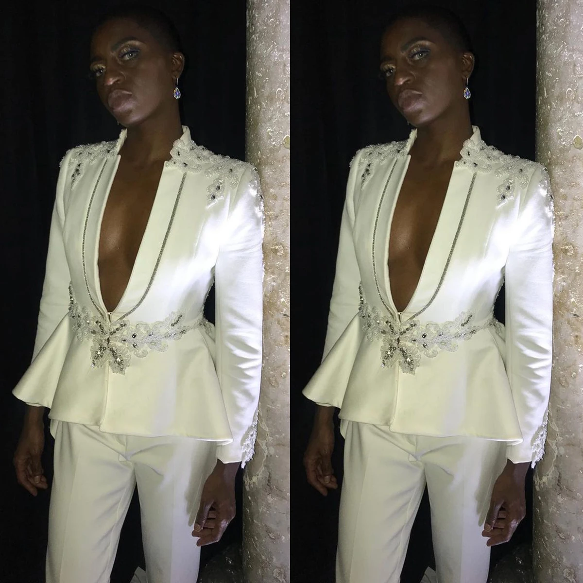 White Lace Women Pants Suits Beads Blazer Sets Slim Fit 2 Pieces Custom Made For Wedding Wear
White Lace Women Pants Suits Beads Blazer Sets Slim Fit 2 Pieces Custom Made For Wedding Wear