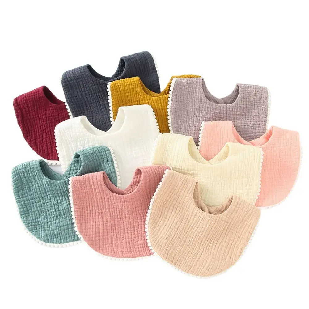 

Feeding Drool Bibs Solid Color Drool Stuff Bibs Feeding Apron Burp Cloth Korean Style Cotton Bibs Baby Muslin Bibs Saliva Towel