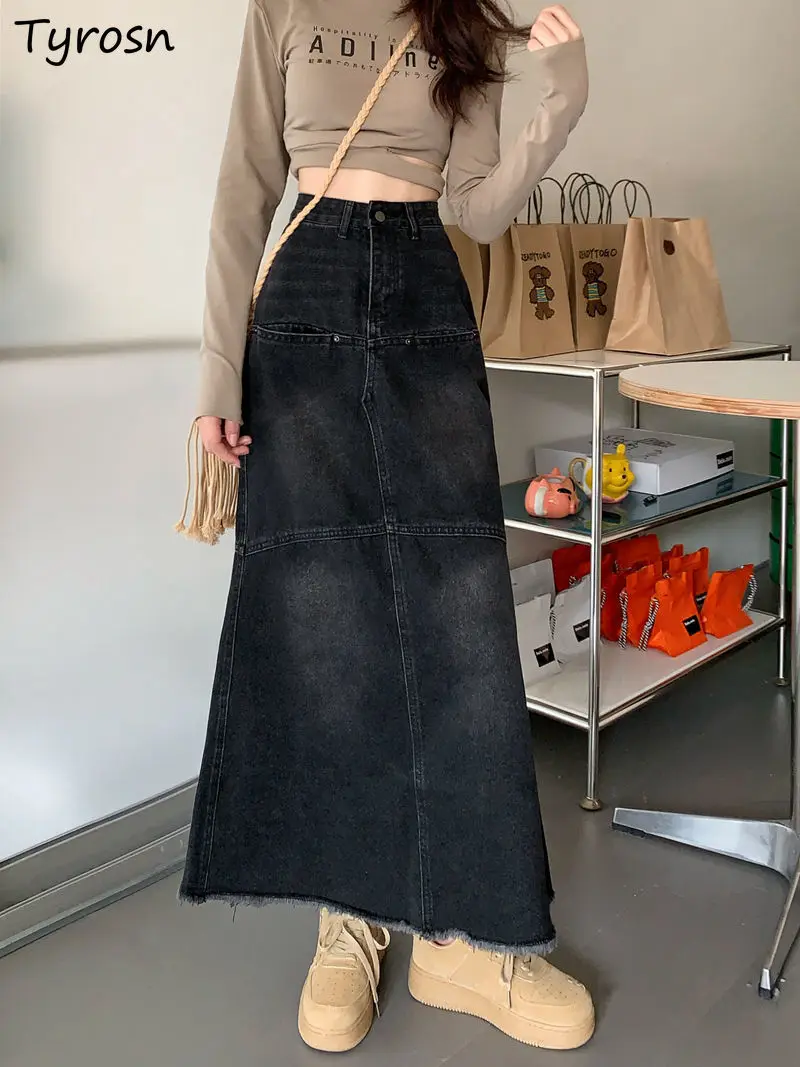 Denim Distressed Maxi Skirts Women Soft Autumn Elegant Ripped Fashion Vintage American Style High Waist Harajuku Trumpet Faldas
Denim Distressed Maxi Skirts Women Soft Autumn Elegant Ripped Fashion Vintage American Style High Waist Harajuku Trumpet Faldas