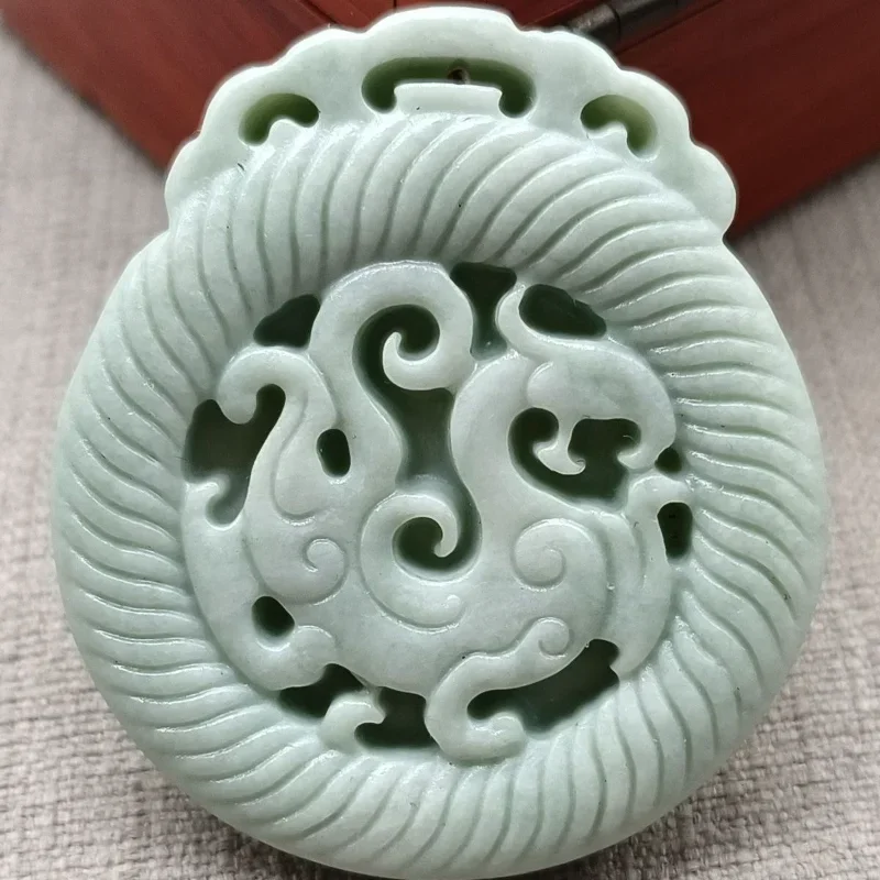 

Natural White Green Chinese Jade Dragon Pixiu Pendant Necklace Fashion Charm Jewellery Accessories Carved Amulet Gifts Women Men