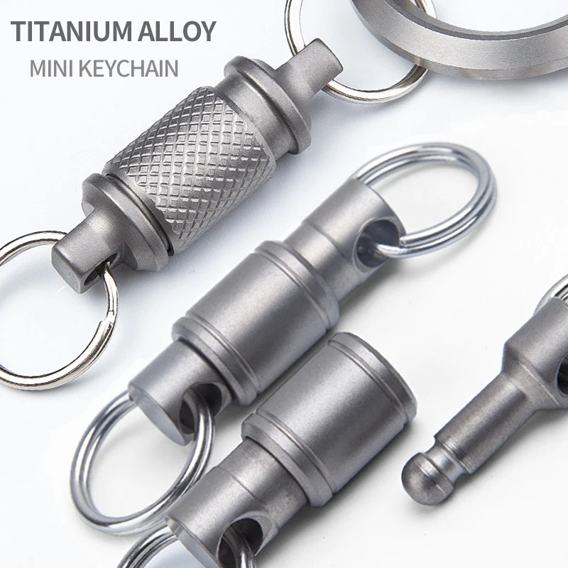 

TC4 Titanium Keychain Mini Key Holder Quick Release 360° Rotatable Multifunctional Portable Belt Outdoor Tool Men Car KeyRing