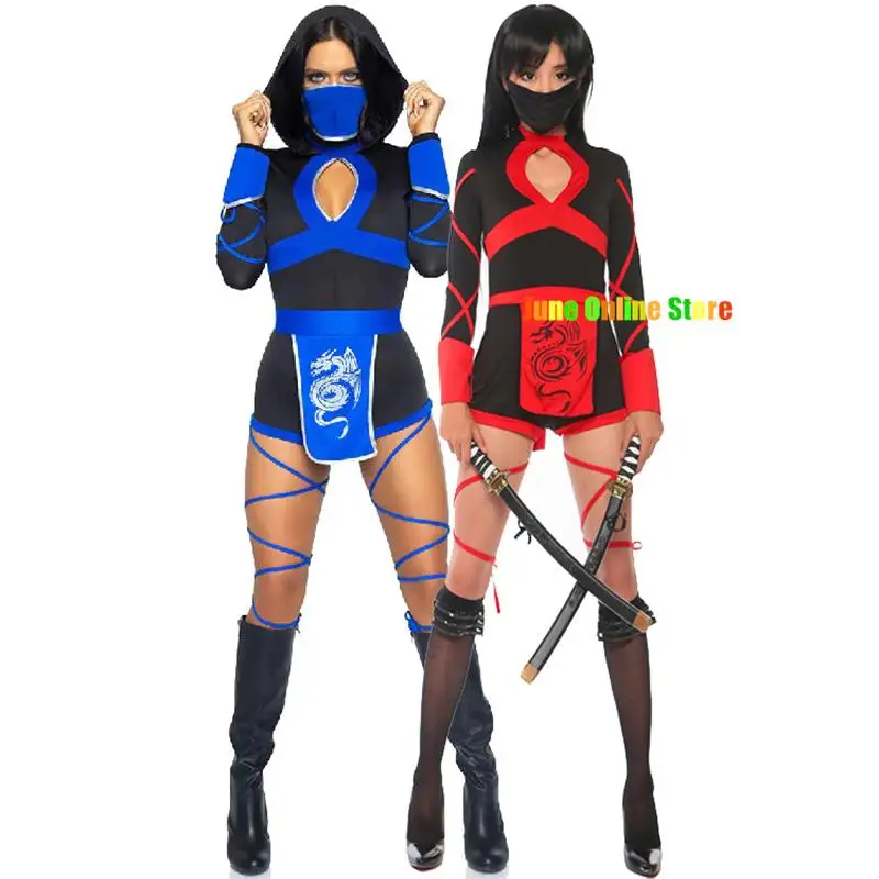 

Women Sexy Ninja Costume Anime Dragon Samurai Ninja Cosplay One-piece Garment Jumpsuit Uniform Sexy Suit Halloween Female Adult