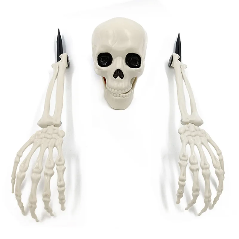

Halloween Lifelike Plastic Skeleton Decorative Prop Set With Ground Insert Skeleton Frame Decorative Scene Props And Ornaments