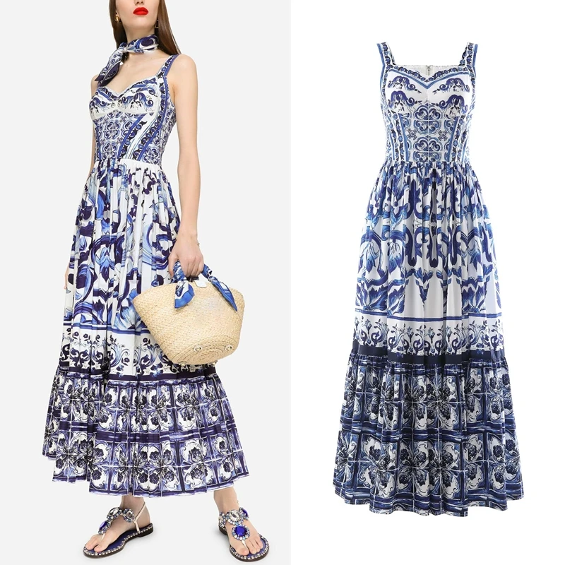 Spring And Summer 2022 New Cotton Positioning Print Blue And White High Waist Miyake Temperament Commuter Women's Long Dress
Spring And Summer 2022 New Cotton Positioning Print Blue And White High Waist Miyake Temperament Commuter Women's Long Dress