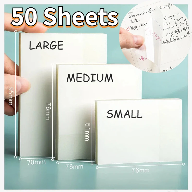 

Clear Posted it Sticky Notes Pads Transparent Notepad Posits Waterproof Memo Pad for Journal School Office Stationery 50sheets