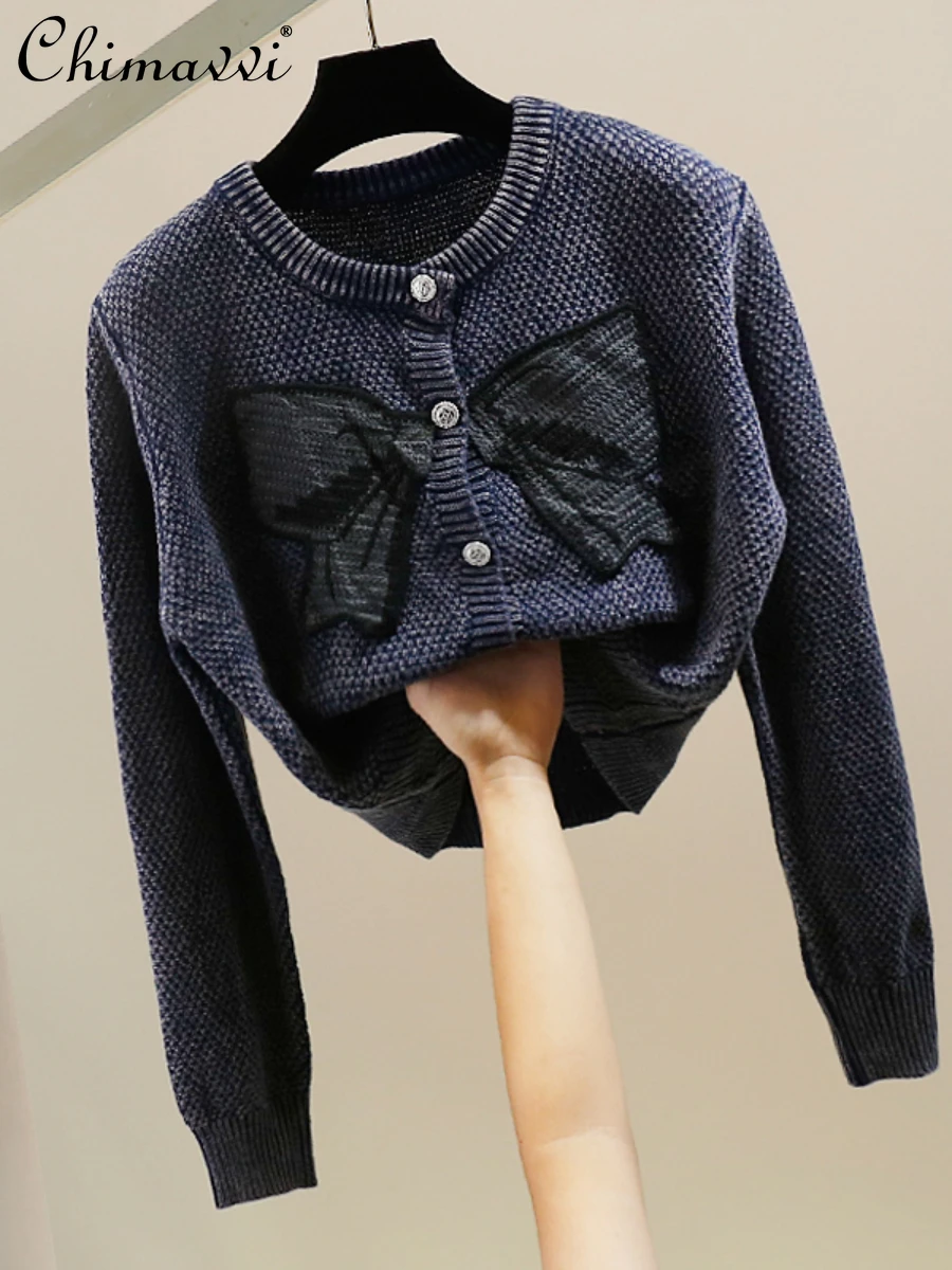 New Korean Vintage Bow Contrast Color Embroidery Long Sleeve Sweater 2023 Autumn Fashion Casual Slim-fit Knitted Tops Cardigan
New Korean Vintage Bow Contrast Color Embroidery Long Sleeve Sweater 2023 Autumn Fashion Casual Slim-fit Knitted Tops Cardigan