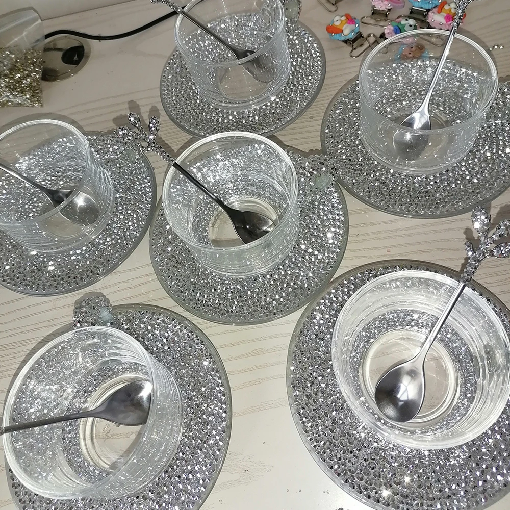 2PCS Bling Bling Handmade Sparkling Coffee Crystal Rhinestones Tumbler Cup Gifts Afternoon Tea Party 190ml Glass
2PCS Bling Bling Handmade Sparkling Coffee Crystal Rhinestones Tumbler Cup Gifts Afternoon Tea Party 190ml Glass