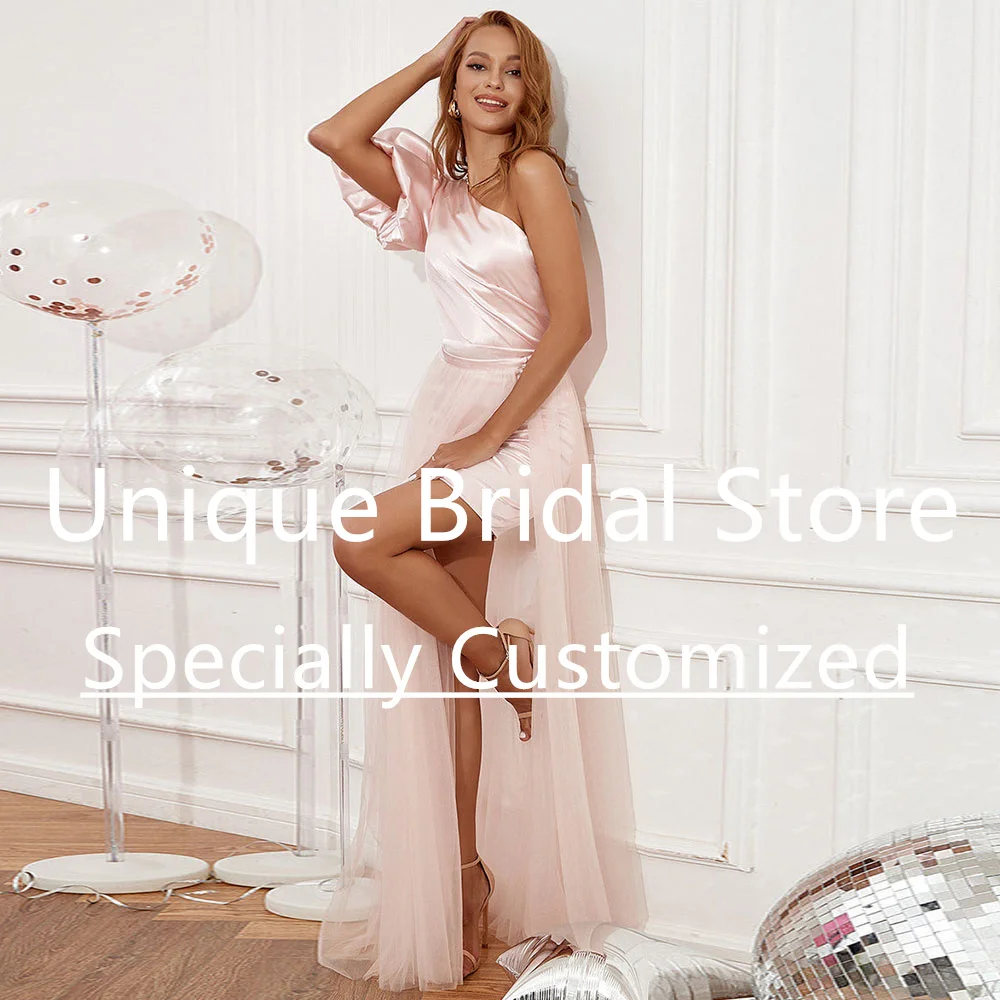 Fashion Women Tulle Evening Dress One-Shoulder Puff Sleeve High Split Prom Gown Backless Back Zipper Vestidos Para Mujer Gala
Fashion Women Tulle Evening Dress One-Shoulder Puff Sleeve High Split Prom Gown Backless Back Zipper Vestidos Para Mujer Gala