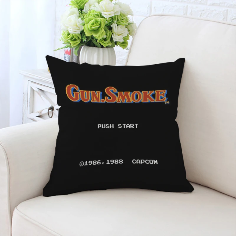 

45x45cm double-sided printed pillowcase Gun Smokes velvet sofa cushion cover, chair backrest cushion, headboard backrest 50x50cm