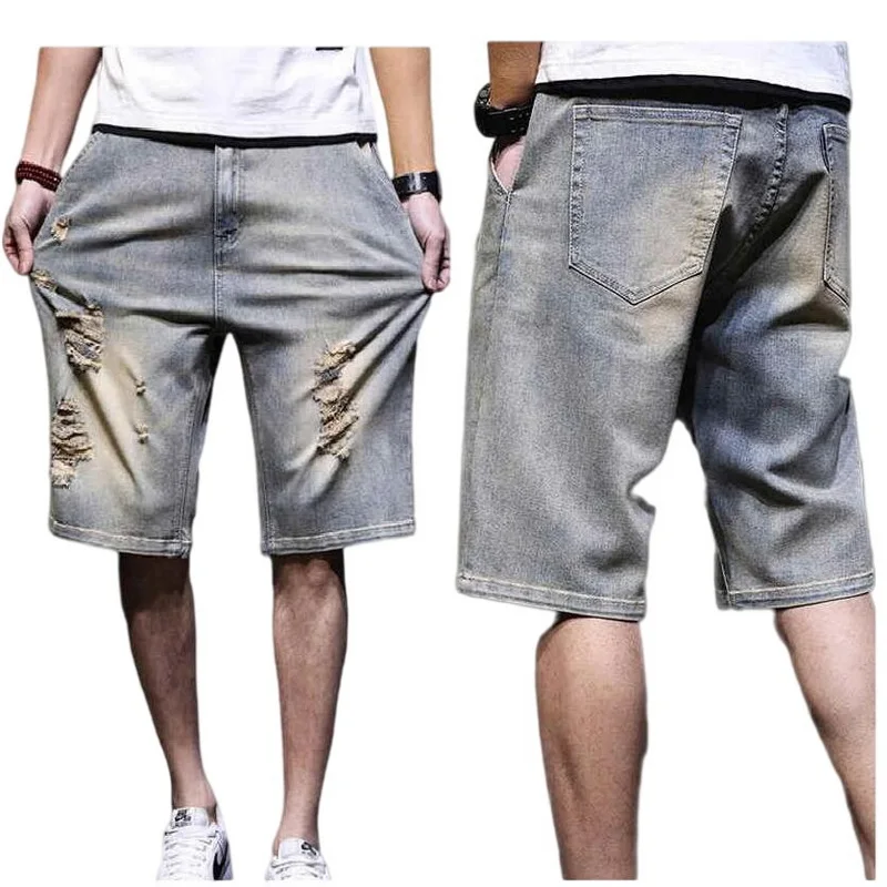 Ripped Jeans Fashion Mens Jeans Streetwear Retro Ripped Hole Jean Shorts Men Summer Denim Knee Length Boardshorts
Ripped Jeans Fashion Mens Jeans Streetwear Retro Ripped Hole Jean Shorts Men Summer Denim Knee Length Boardshorts