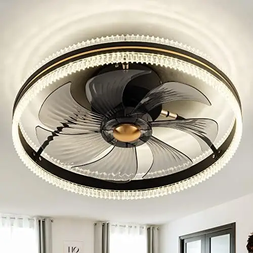 Flush Mount Ceiling Fan with Lights Remote Control, Bladeless Low Profile Ceiling Fan with Light for Kitchen, Bedroom Fan, Moder
Flush Mount Ceiling Fan with Lights Remote Control, Bladeless Low Profile Ceiling Fan with Light for Kitchen, Bedroom Fan, Moder