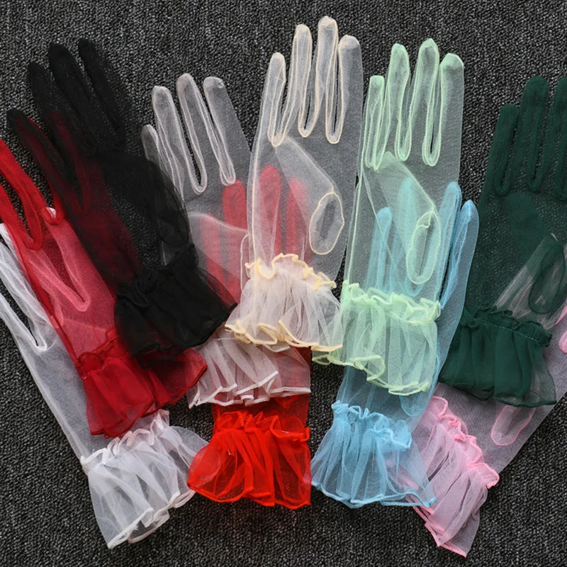 Ultra-thin Transparent Mesh Gloves Women Lace Full Finger Short Tulle Gloves Solid Stretchy Wrist Length Wedding Party Mittens
Ultra-thin Transparent Mesh Gloves Women Lace Full Finger Short Tulle Gloves Solid Stretchy Wrist Length Wedding Party Mittens