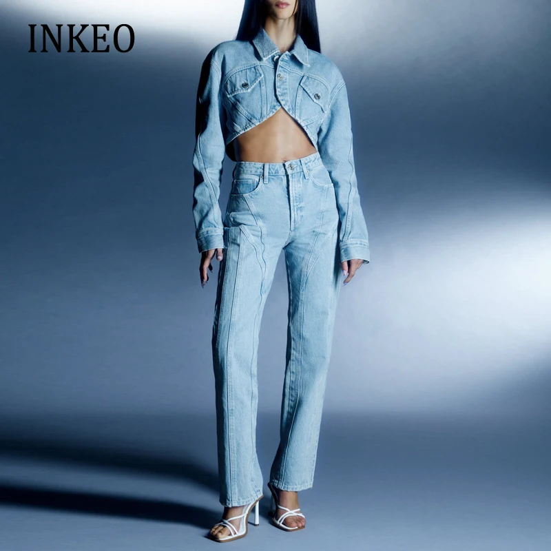 Женская джинсовая куртка INKEO 2O048, светло-голубая укороченная куртка из джинсовой ткани в Корейском стиле, комплект из 2 предметов, Осень-зима 2022
Женская джинсовая куртка INKEO 2O048, светло-голубая укороченная куртка из джинсовой ткани в Корейском стиле, комплект из 2 предметов, Осень-зима 2022