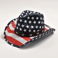 New Handmade Straw Western Cowboy Hat Fashion American Flag Cowgirl Jazz Hats Summer Beach Sun Hat Sombrero Hombre Caps