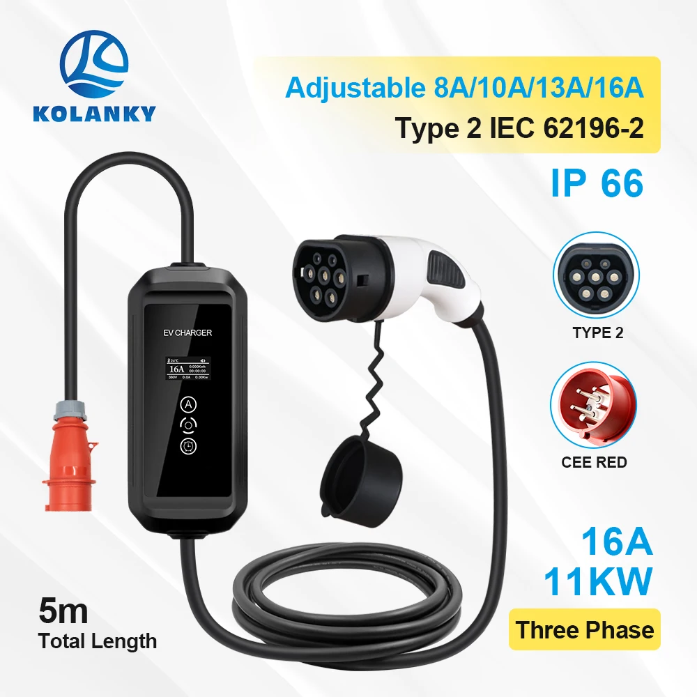 EV Charger 16A 3P 11KW Type 2 EVSE Wallbox Adjust Timer 1-12Hour Function Charging For Eletric Vehicle Hybrid PHEV Cars Cable 5M
EV Charger 16A 3P 11KW Type 2 EVSE Wallbox Adjust Timer 1-12Hour Function Charging For Eletric Vehicle Hybrid PHEV Cars Cable 5M