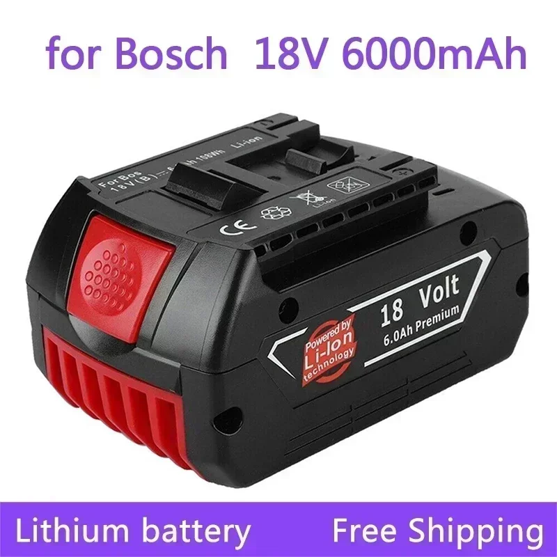 

New 18V Battery 6.0Ah for Bosch Electric Drill 18V 6000mAh Rechargeable Li-ion Battery BAT609, BAT609G, BAT618, BAT618G, BAT614