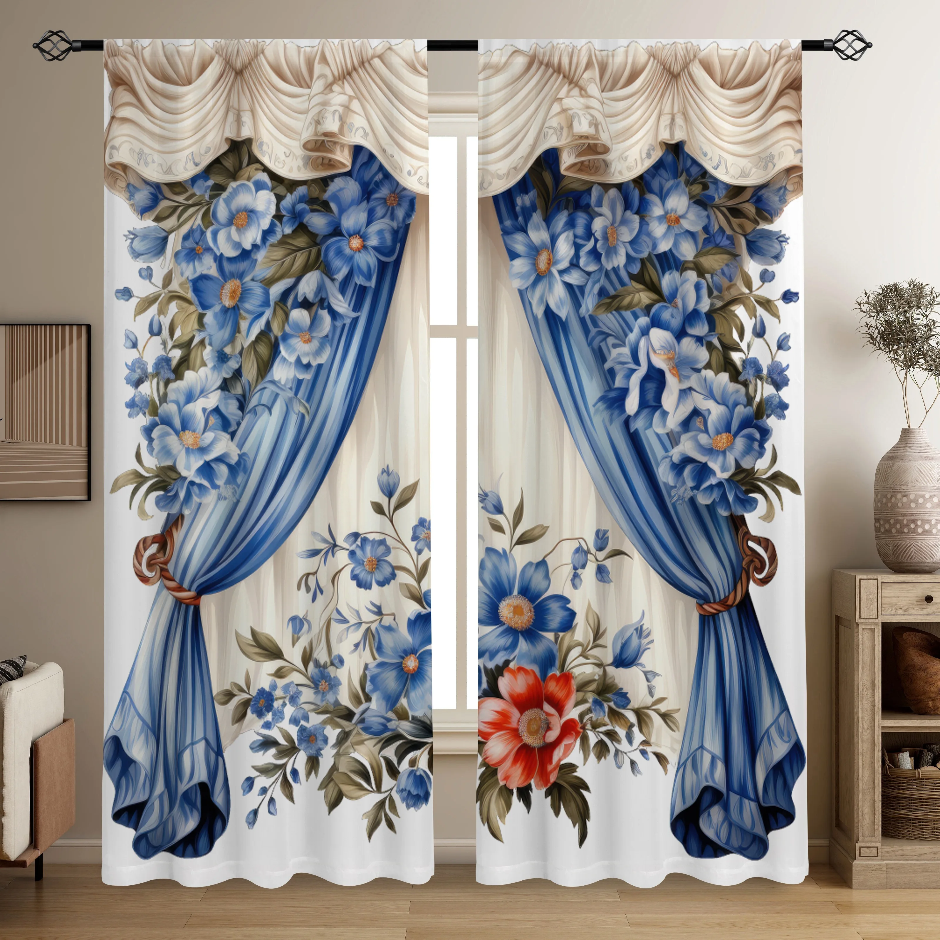 2pcs Watercolor Flower Printed Translucent Curtains Multi-scene Rod Pocket Decor Curtains For Living Room Bedroom Home Decor
2pcs Watercolor Flower Printed Translucent Curtains Multi-scene Rod Pocket Decor Curtains For Living Room Bedroom Home Decor