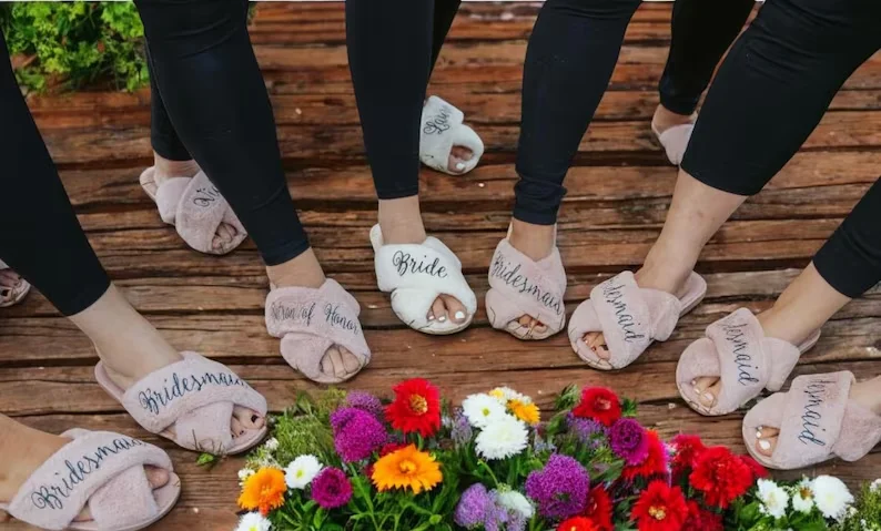 Custom Fluffy Slippers Set for Bridal Party | Personalized Soft Bridesmaid Slippers | Bachelorette Party Gifts | Fluffy Slippers 7 Sd041cf34792c461ba8384b8597fa858fF