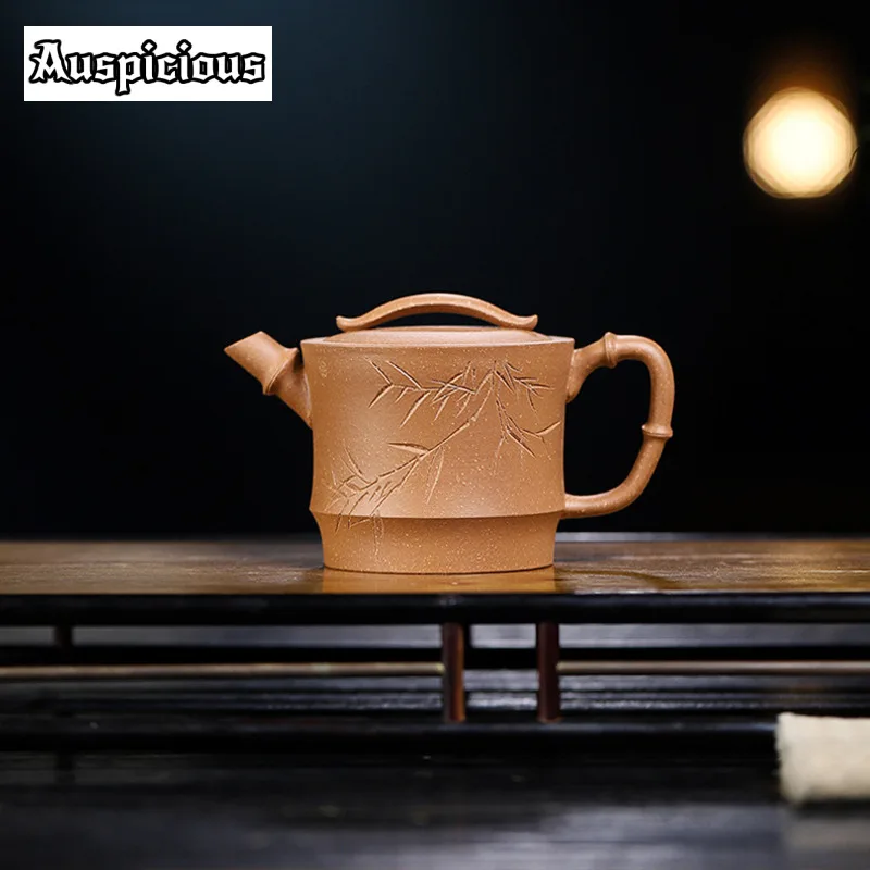 

190ml Chinese Yixing Purple Clay Teapots Handmade Bamboo Joint Pot Raw Ore Section Mud Kettle Famous Zisha Tea Set Accessories