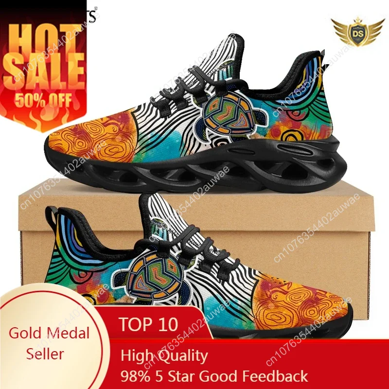 

Australia Aboriginal Turtle Indigenous Art Design Platform Sneakers For Women Breathable Lace Up Mesh Swing Shoes