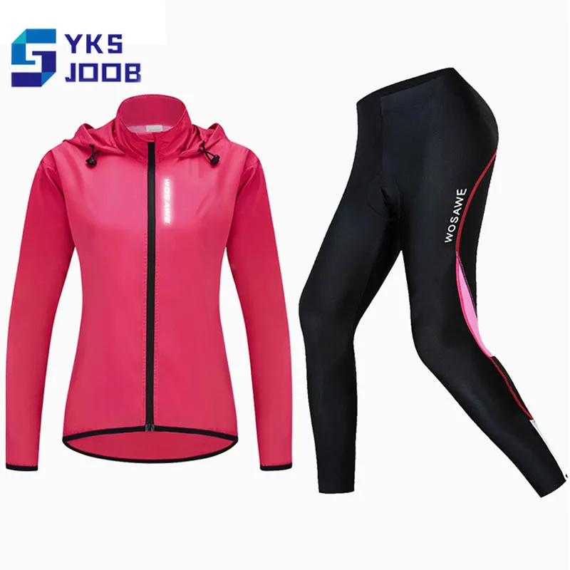 Women's Cycling Jacket Sets Outdoor Rainproof Windproof Coat Quick Dry Sponge Pad Pants Suit Hiking Climping Sets Autumn Female
Women's Cycling Jacket Sets Outdoor Rainproof Windproof Coat Quick Dry Sponge Pad Pants Suit Hiking Climping Sets Autumn Female