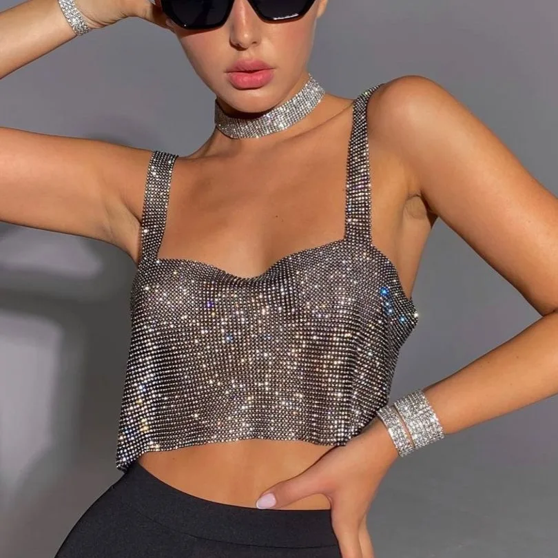Women Shiny Rhinestone Tank Top Wireless Solid Color Bling Crop Top Crystal Vest Body Chain For Night Club Party Accessories
Women Shiny Rhinestone Tank Top Wireless Solid Color Bling Crop Top Crystal Vest Body Chain For Night Club Party Accessories