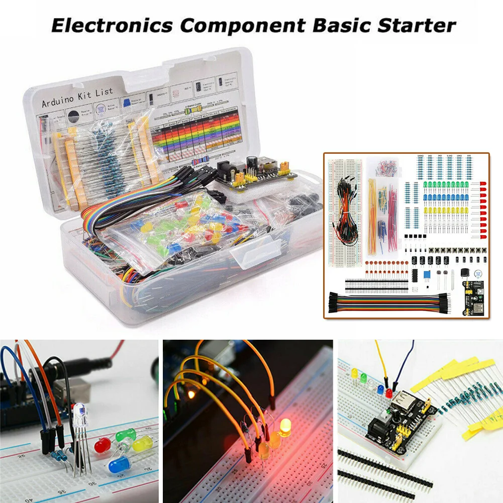 Component Perfect Starter Kit for Arduino Projects Breadboard Jumper Cables Resistor and Electronics Components
Component Perfect Starter Kit for Arduino Projects Breadboard Jumper Cables Resistor and Electronics Components