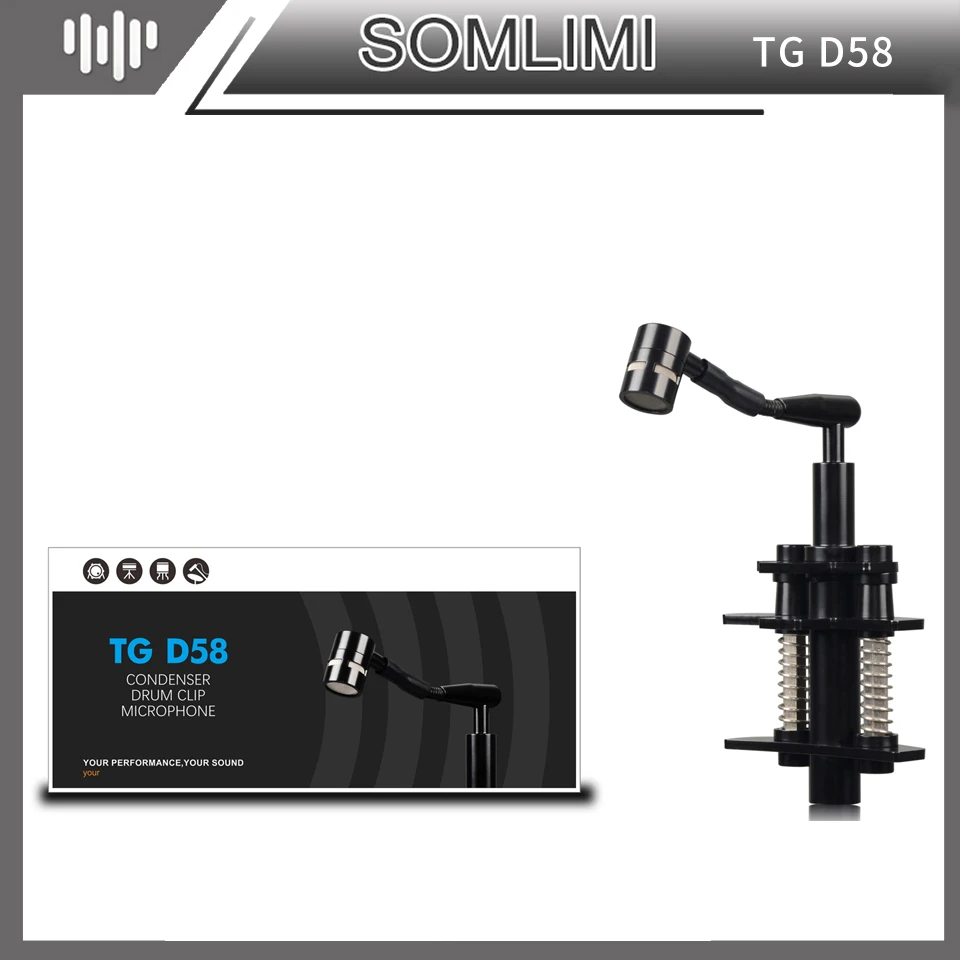 

SOM TG D58 Condenser Clip-On Cardioid Microphone with Flexible Gooseneck, for Drums and Percussion