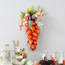 

Easter Wreath Artificial Tulip Carrot Wreath Garland With Rattan Hangings Garland Decor For Front Door Wall Carrot Easter Decor