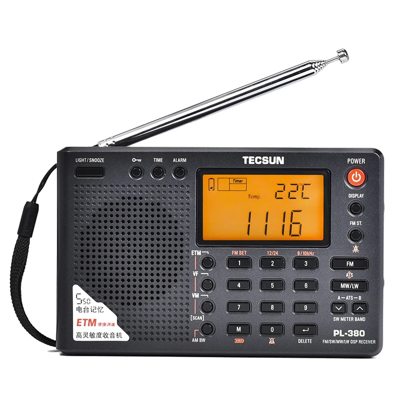 

Original Tecsun PL-380 Full Band Radio Digital Demodulation Stereo PLL Portable Radio FM /LW/SW/MW DSP Receiver Radio AM
