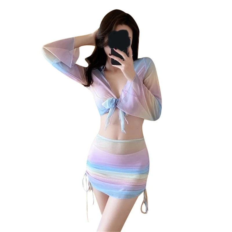 Womens Gradients Color Bathing Suit Sexy Halters Swimwears with Crop Top and Beach Skirt 4 Pieces Swimsuits for Summer R66E
Womens Gradients Color Bathing Suit Sexy Halters Swimwears with Crop Top and Beach Skirt 4 Pieces Swimsuits for Summer R66E