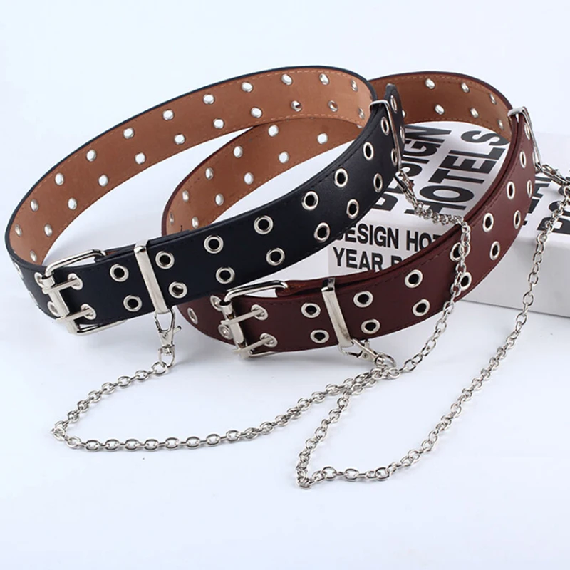1 pcs Fashion Women Punk Chain Belt Adjustable Black Double/Single Eyelet Grommet Leather Buckle Belt
1 pcs Fashion Women Punk Chain Belt Adjustable Black Double/Single Eyelet Grommet Leather Buckle Belt