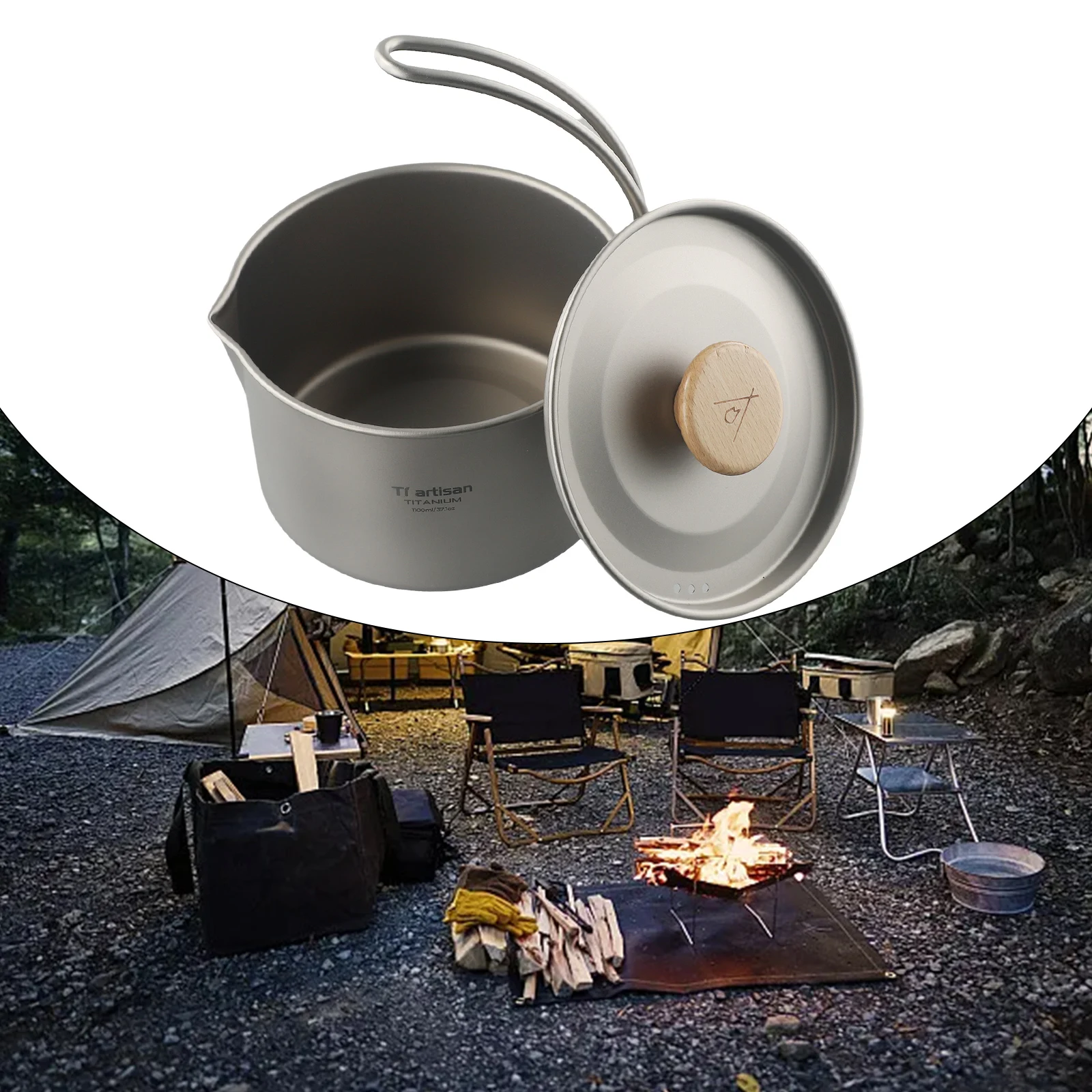 1.1L Titanium Bushcraft Hanging Pot With Detachable Traditional Hanger Handle For Camping Hiking Backpacking Outdoor Tableware
1.1L Titanium Bushcraft Hanging Pot With Detachable Traditional Hanger Handle For Camping Hiking Backpacking Outdoor Tableware