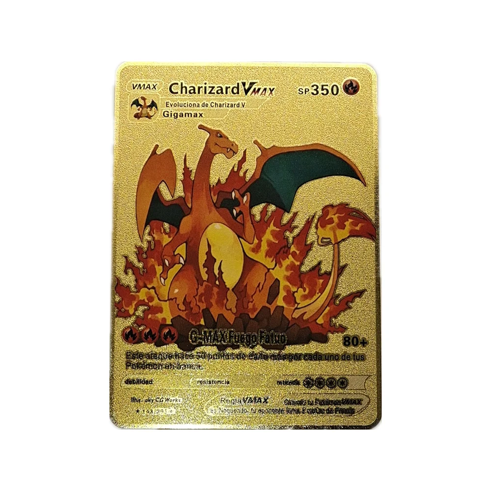 Spanish Pokémon Cards Metal Pokemon Letters Spanish Pokemon Iron Cards  Mewtwo Pikachu Gx Charizard Vmax Cartas Pokémon Vmax