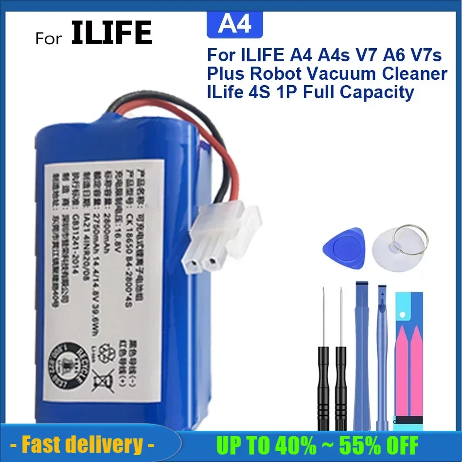 Сменный аккумулятор 2800 мАч для ILIFE A4 A4s V7 A6 V7s Plus V7sPlus, батарея для робота-пылесоса ILife 4S ILife4S 1P 
Сменный аккумулятор 2800 мАч для ILIFE A4 A4s V7 A6 V7s Plus V7sPlus, батарея для робота-пылесоса ILife 4S ILife4S 1P