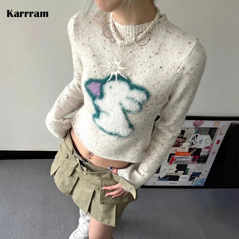 Karrram Japanese Y2k Cropped Sweaters Vintage Rabbit Embroidery Knitted Pullover Women Korean Fashion Flare Sleeve Jumpers Cute
Karrram Japanese Y2k Cropped Sweaters Vintage Rabbit Embroidery Knitted Pullover Women Korean Fashion Flare Sleeve Jumpers Cute