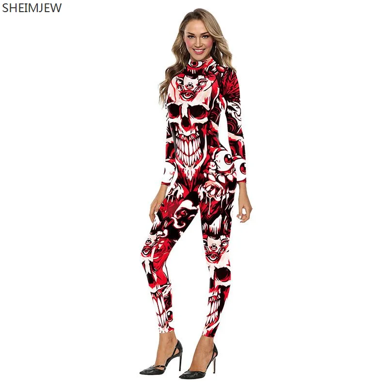 3D Print 2 Colors Scary Skull Sexy Bodysuits Women Long Sleeve Cosplay New Party Tight Hallowmas Jumpsuits
3D Print 2 Colors Scary Skull Sexy Bodysuits Women Long Sleeve Cosplay New Party Tight Hallowmas Jumpsuits