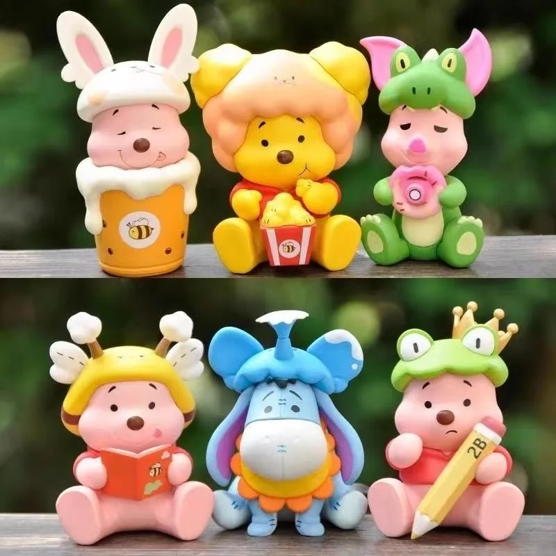 

6Pcs/Set Disney Winnie The Pooh Piglet Tigger Eeyore Rabbit Owl 6.5-9.7cm Anime Action Figures Model Toy Cartoon Collection Doll