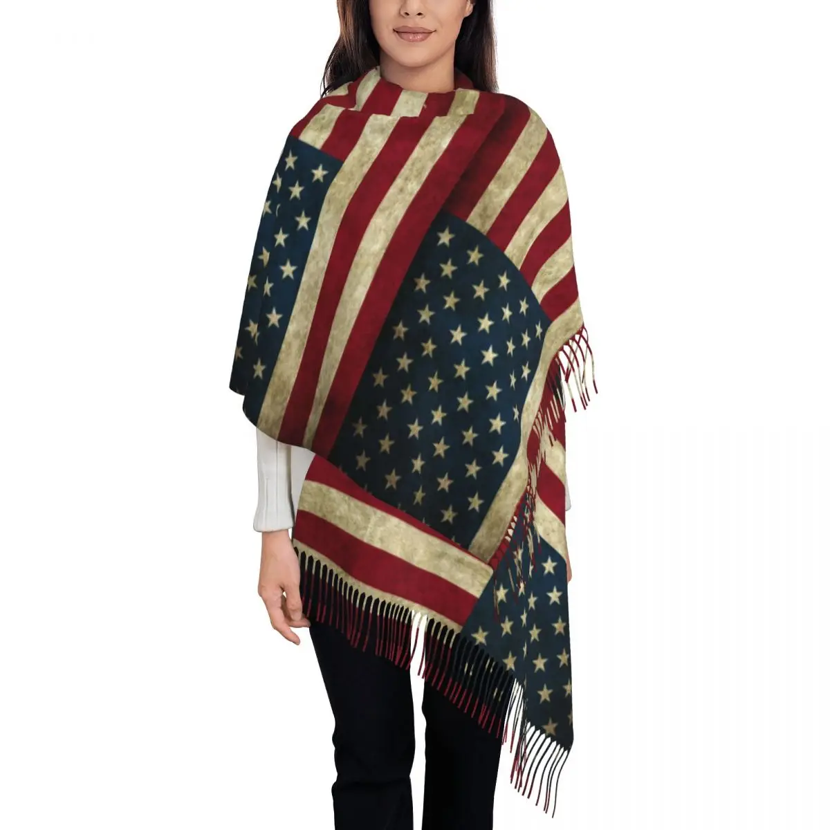 Vintage American Flag Tassel Scarf Women Soft USA Proud Shawl Wrap Ladies Winter Scarves
Vintage American Flag Tassel Scarf Women Soft USA Proud Shawl Wrap Ladies Winter Scarves