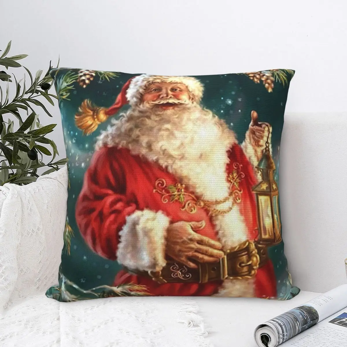 

Happy Hug Pillowcase Merry Christmas Day New Year Santa Claus Elk Snowflake Backpack Cushion Bedroom DIY Printed Coussin Covers