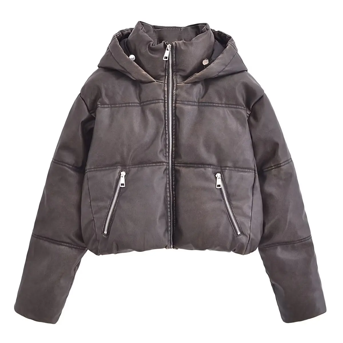 Women Winter Fashion Cropped Washed Faux Leather Hooded cotton Coat Vintage Long Sleeve Zipper Female Outerwear Chic Tops
Women Winter Fashion Cropped Washed Faux Leather Hooded cotton Coat Vintage Long Sleeve Zipper Female Outerwear Chic Tops