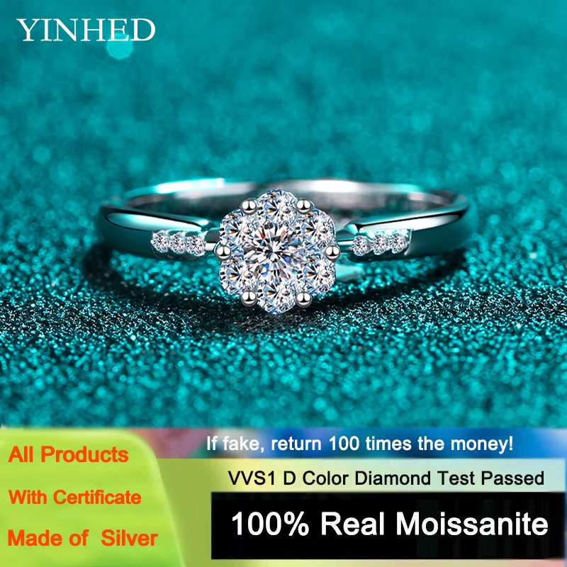 YINHED Elegant Flower Wedding Rings for Women Real 925 Sterling Silver 0.24CT Moissanite Diamond Engagement Jewelry Gift PR169
YINHED Elegant Flower Wedding Rings for Women Real 925 Sterling Silver 0.24CT Moissanite Diamond Engagement Jewelry Gift PR169