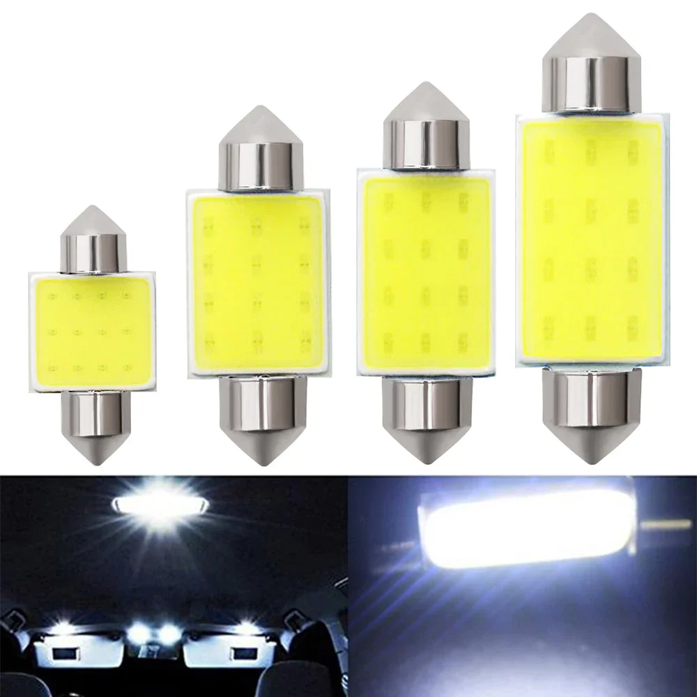 

1Pcs New C10W C5W LED COB Festoon 31mm 36mm 39mm 41mm 12V White Bulbs for Cars License Plate Interior Reading Lights 6500K 12SMD