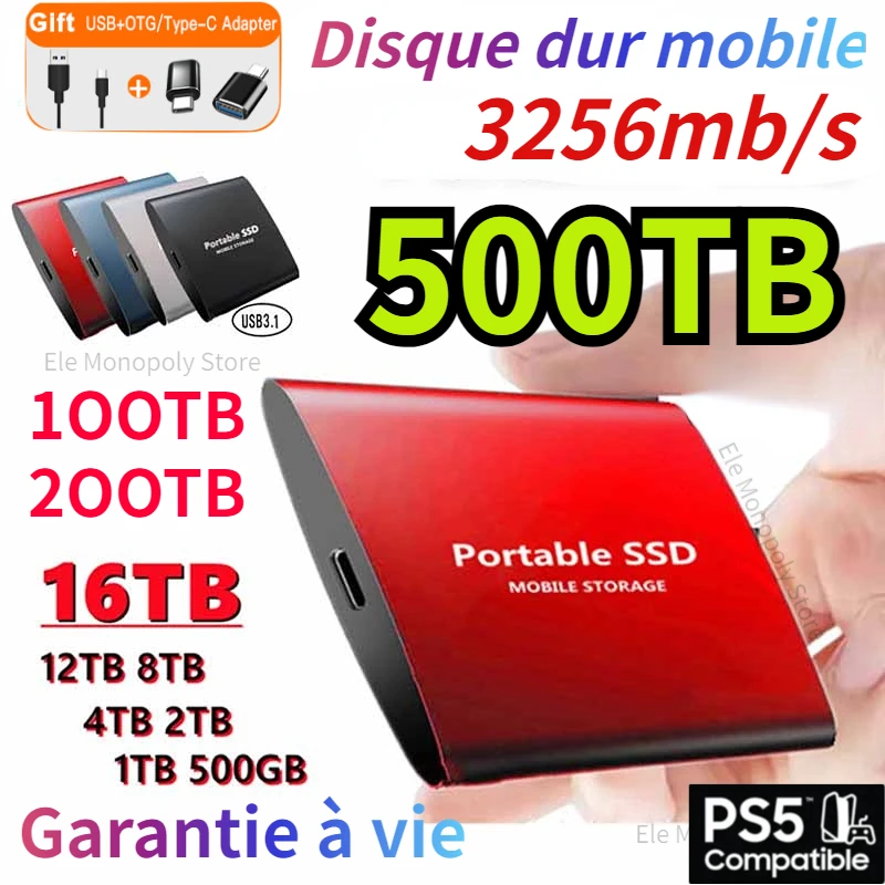Portable 500TB SSD Original USB3.0 Hard Drives 64TB 32TB 2TB 8TB Solid State Disk Storage Device Hard Drive For Laptops Computer
Portable 500TB SSD Original USB3.0 Hard Drives 64TB 32TB 2TB 8TB Solid State Disk Storage Device Hard Drive For Laptops Computer