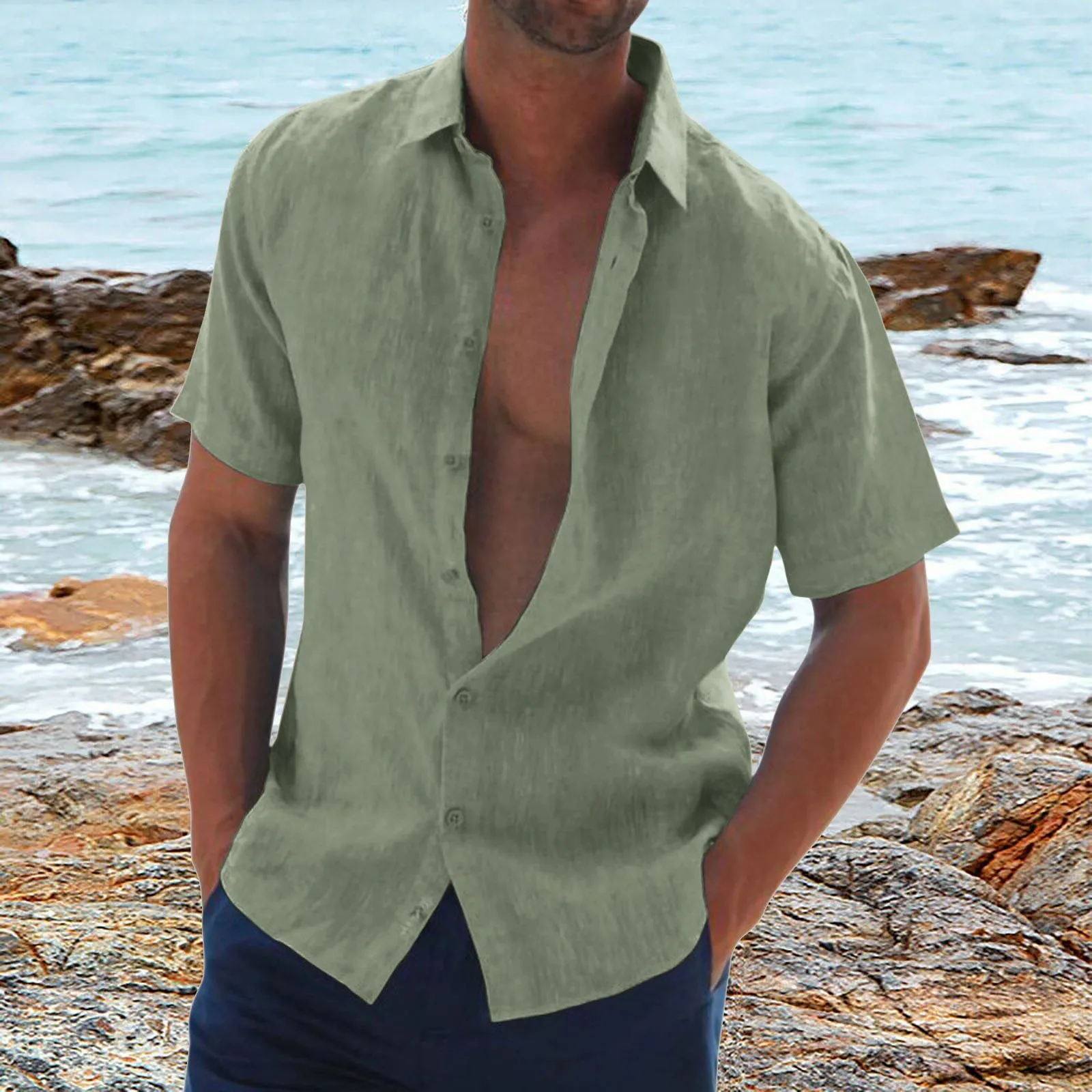 Men'S Green Shirts Casual Shirt Men Summer Clothing Blouses Short Sleeve Cotton Linen Shirt Man Loose Baggy Shirts Chemise Homme
Men'S Green Shirts Casual Shirt Men Summer Clothing Blouses Short Sleeve Cotton Linen Shirt Man Loose Baggy Shirts Chemise Homme