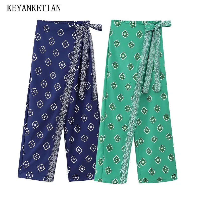 KEYANKETIAN New Wrap Strap Diamond-Shaped Printed Pants Ladies Tribal Ethnic Wind Asymmetrical Cut High Waist Straight Leg Pants
KEYANKETIAN New Wrap Strap Diamond-Shaped Printed Pants Ladies Tribal Ethnic Wind Asymmetrical Cut High Waist Straight Leg Pants