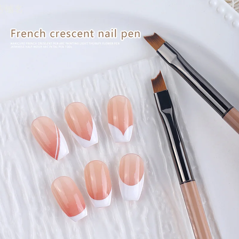 

1Pc Professional Oblique Head Nail Brush French Tips Brushes UV Gel Painting Drawing Pen Manicure Nail Art DIY Design Tool