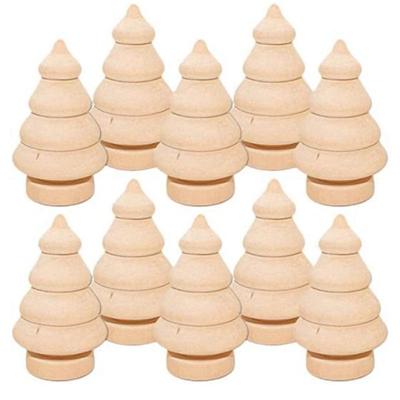 

20Pcs Unfinished Wood Christmas Tree, Blank Wooden Peg Dolls For Arts And Crafts Children Kid Graffiti Drawing Toy-Drop Ship